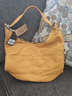 American Leather Co. Carrie Mustard Leather Hobo Bag